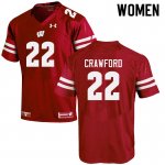 Women's Wisconsin Badgers NCAA #22 Loyal Crawford Red Authentic Under Armour Stitched College Football Jersey TJ31H21GJ